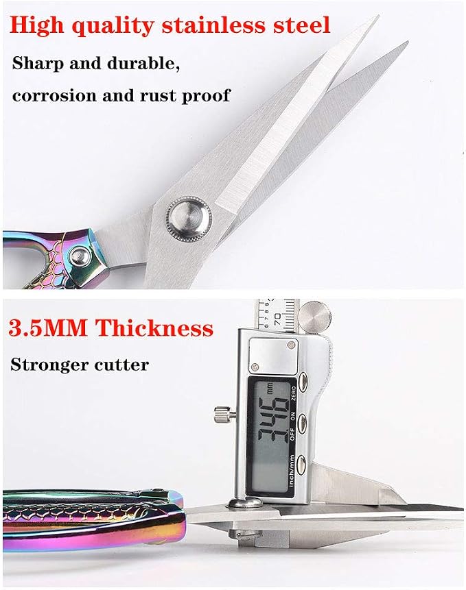 Jasni Stainless Steel Heavy Duty kitchen shears scissors for food meat poultry cooking cutting sharp Powerful strong professional All-Purpose pretty Color rainbow iridescent Titanium utility Office
