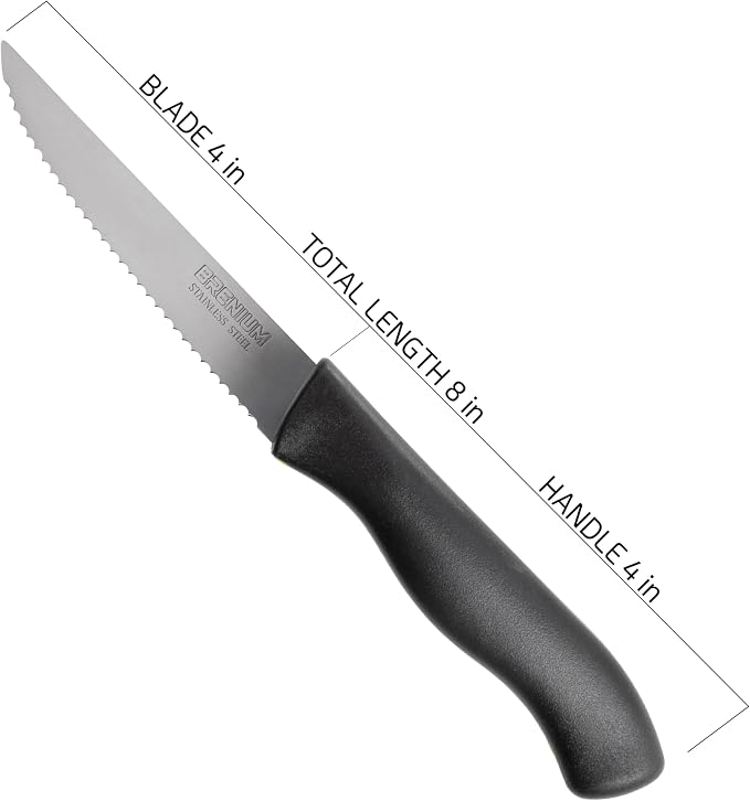 Paring Knife, 6-Piece Set, Knives with Straight Edge 4 Inch Blade, Stainless Steel, Spear Point, Fruit and Vegetable Cutting and Peeling, Black (Black, Serrated)