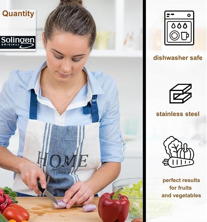 Quantity 6 Pcs Paring Knife Set – Sharp Serrated German Stainless Steel Solingen Kitchen Knives – Best Utility Chef Knives for Fruit & Vegetable Cutting, Multi Color