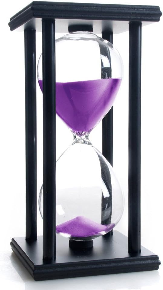 Hourglass 60 Minutes Purple Sand Timer, Black Wooden Frame Sandglass