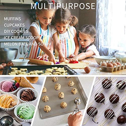 Cookie Scoop for Baking Set of 3 - Ice Cream Scoop Stainless Steel - Cookie Dough Scoop Melon Baller Baking Cupcake
