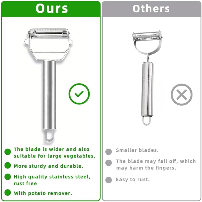 Julienne & Vegetable Peeler,Non-slip Stainless Steel Handle,greate for peeling Carrot, zucchini,Potato,Tomato,Melon and Fruits