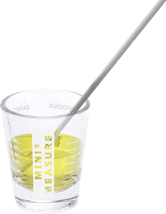 Kolder Mini Measure Heavy Glass, 20-Incremental Measurements Multi-Purpose Liquid and Dry Measuring Shot Glass, Black and White, Set of 2