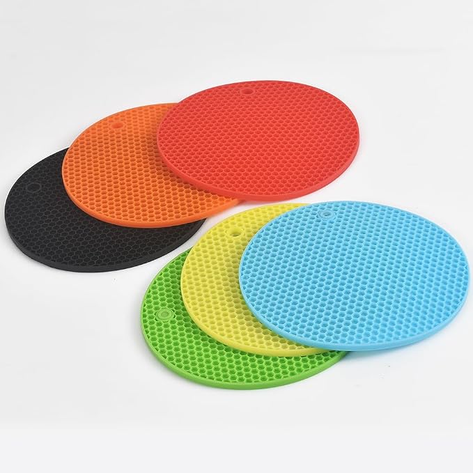 homEdge Silicone Trivets Mat, 6 Packs Multipurpose Non Slip Heat Resistant Pot Holder-Red