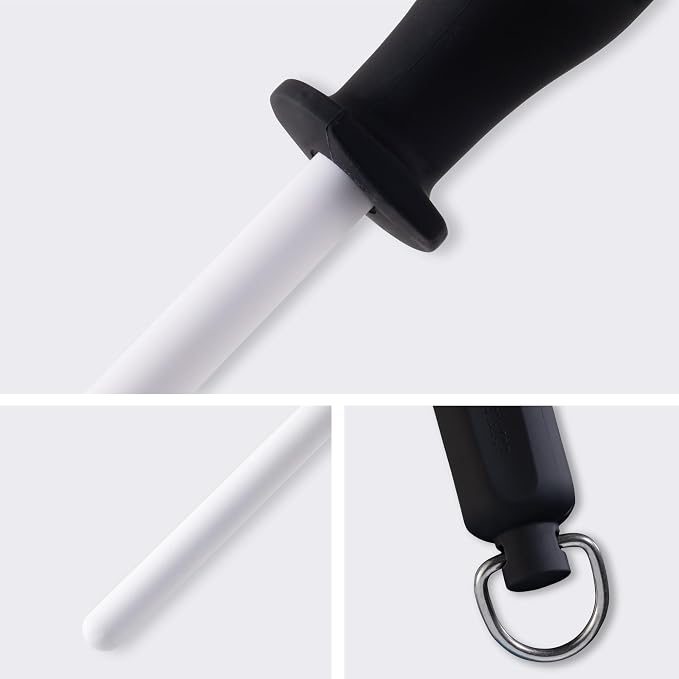Messermeister 12” Ceramic Sharpening Rod - Knife Sharpener - Fine 1200 Grit - Ceramic Core, Large Sharpening Surface & Soft-Grip Handle