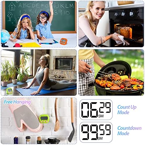 Weewooday 24 Pcs Digital Kitchen Timer Magnetic LCD Alarm, Colorful