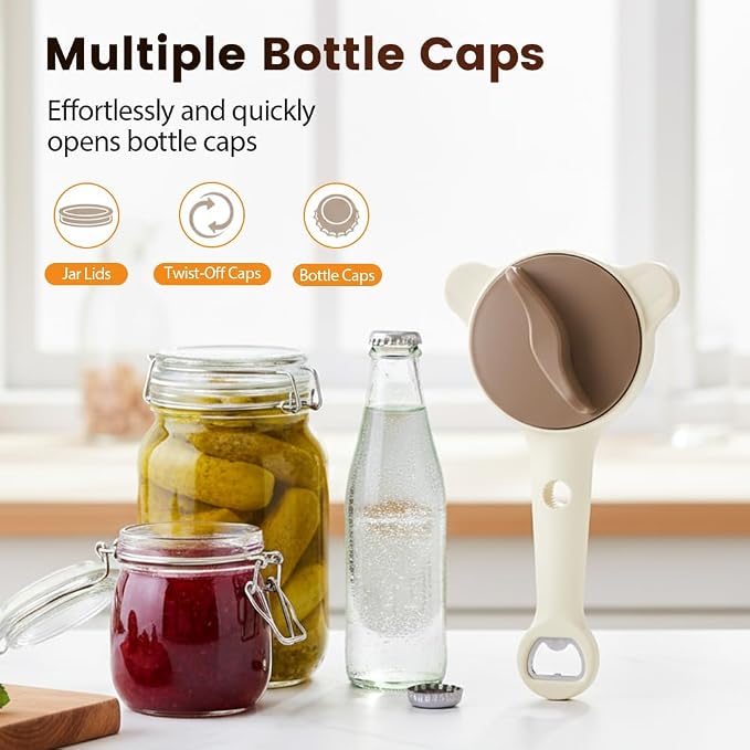 4 in 1 Multi-Purpose Jar Opener, 2026 New Adjustable Three Claw Bottle Opener with Non Slip Teeth, Multi Size Lid Tool for Jars Cans Wine Bottles, Home Kitchen Helper (2pcs)