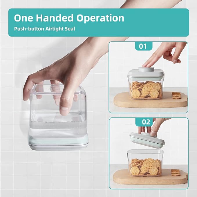 Airtight Container Set (1000ml 4 Pcs) Stackable One Press Openning Food Containers for Snacks Sugar Salt Herbs Spices Coffee Bean Formula Popcorn BPA-Free Tight Seal - Clear (1.0 QT * 4)