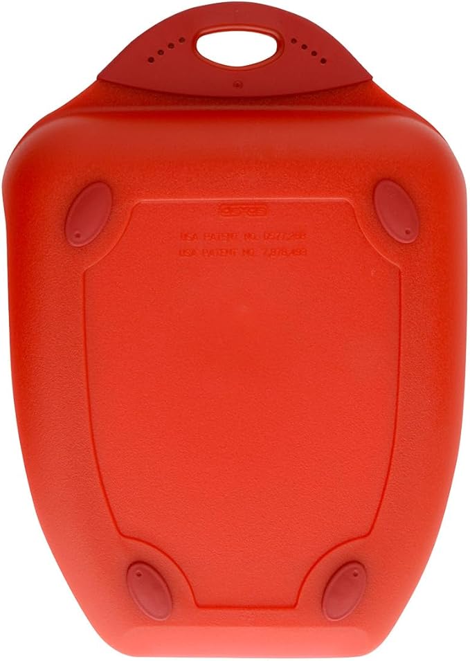 Dexas Chop & Scoop Cutting Board, 9.5 x 13 Inch, Solid Red, BPA-Free Dishwasher Safe Kitchen Prep Board with Handle