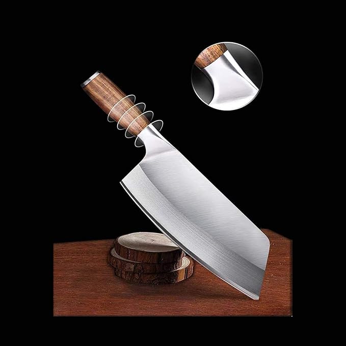 8 inch Chinese Cleaver Knife - High Carbon Stainless Steel with Comfortable Pakkawood Handle - Gift Box Included