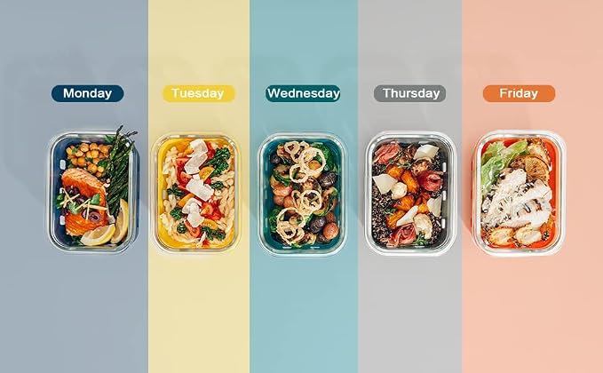 Glass Meal Prep Containers 5-Pack With Glass Lids & Steam Vent, 35 Oz / 4.4 Cups Leakproof Airtight Food Storage Containers, Borosilicate Glass, Microwave And Dishwasher Safe, Bpa-Free