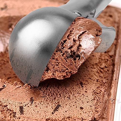 Premium Ice Cream Scoop with Trigger Ice Cream Scooper Stainless Steel, Heavy Duty Metal Icecream Scoop Spoon Dishwasher Safe, Perfect for Frozen Yogurt, Gelatos, Sundaes, Medium Silver