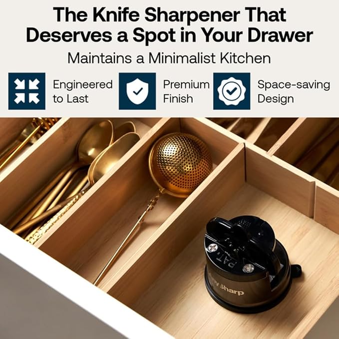 AnySharp – CHEF – Hands Free Knife Sharpener - Easy to Use Sharpening Tool with PowerGrip Suction Base and 20-Degree Pre-set Angle - For All Knives: Chef’s, Serrated, and Hardened Steel - Wolf