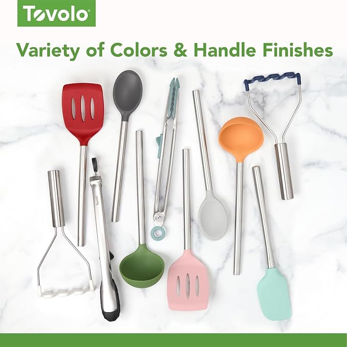 Tovolo Silicone Ladle With Stainless Steel Handle Deep Soup Ladle for Cooking Canning Serving Soup Punch Stew Sauce, Large Kitchen Utensil Spoon Dishwasher Safe BPA Free Silicone Pesto Green