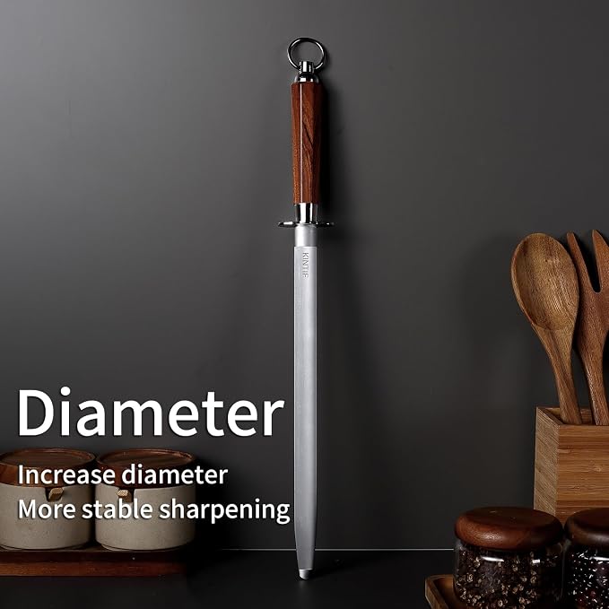 Sharpening Steel 10 inch Professional Honing Rod Knife Sharpener, Fine Lines, High hardness, Flat Knife Honing Steel