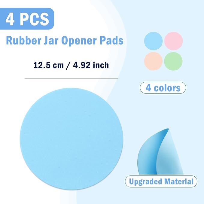 Aixoom Rubber Jar Opener Pads Set of 4, Non-Slip Gripper Pads for Jars | Light Color Design, For Seniors & Weak Hands, Heat-Resistant Trivet, Kitchen Coaster & Jar Lid Grip(Circle, Light Color)