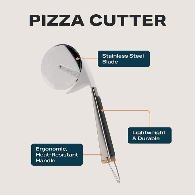 Current Pizza Cutter, Ultra-Sharp, Heavy-Duty Stainless Steel Wheel with Ergonomic Handle, Non-Slip Grip, Dishwasher Safe, Durable Pizza Slicer for Clean and Even Cuts