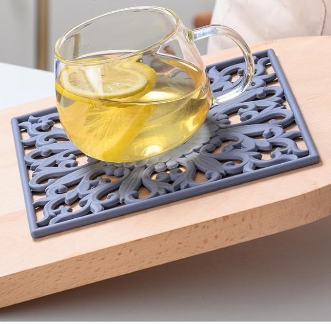 Silicone Trivets for Hot Dishes-Pots&Pans, Square Multi-Use Carved Trivet Mat, Insulated Silicone Mats, Flexible Trivet Mat for Countertop & Tabletop, Pot Holders Hot Pads Set 3 Yellow