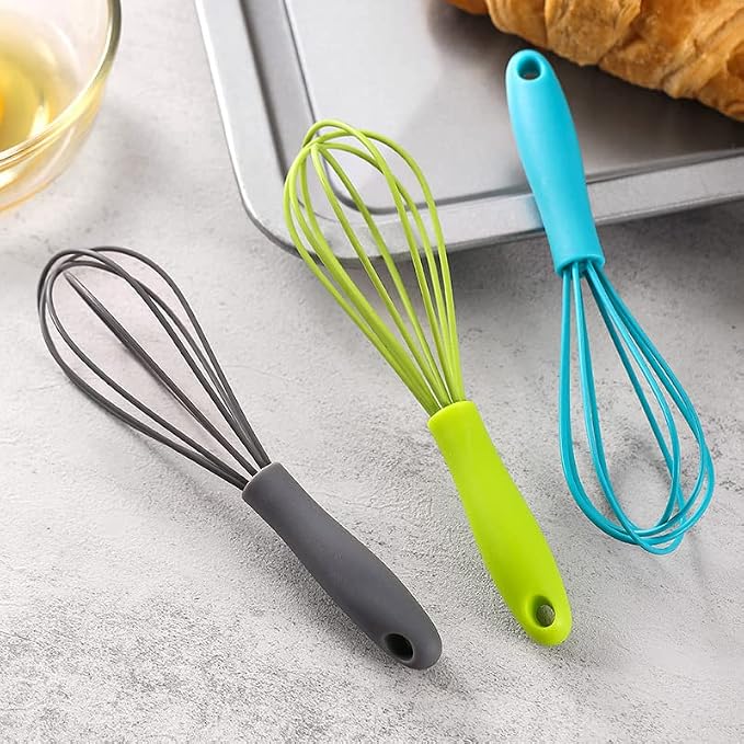 Compact Silicone Whisk (6.7 Inch), 12 Pack Portable Mini Balloon Mixer Egg Beater, Manual Handheld Milk Frothers, Household Egg Blender Small Silicone Egg Whisks for Cooking (Blue)