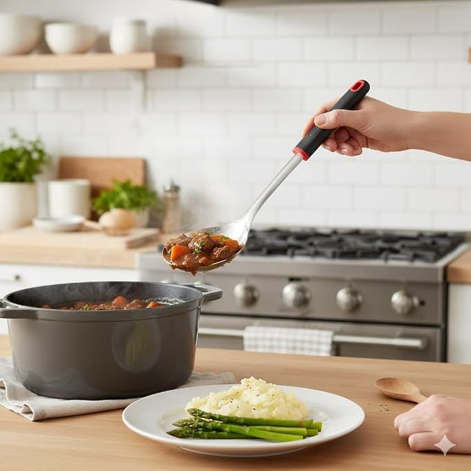 Farberware Classic Stainless Steel Slotted Turner and Basting Spoon, 13.5 Inch Kitchen Utensil for Mixing, Serving, and Basting - Dishwasher Safe Cooking Tool