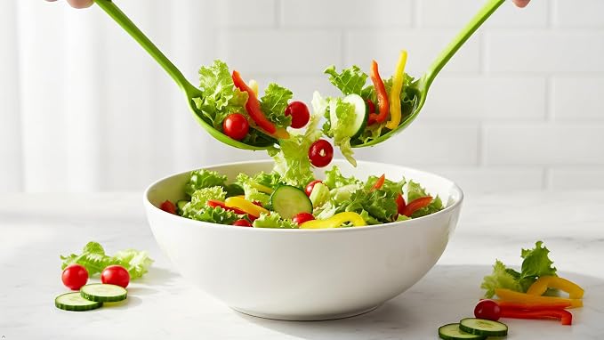 Reston Lloyd Cooking Spoon for Serving, Basting, Mixing, Heat Resistant, BPA Free Melamine 11 inch Utensil with Ergonomic Handle, Set of 6, Lime