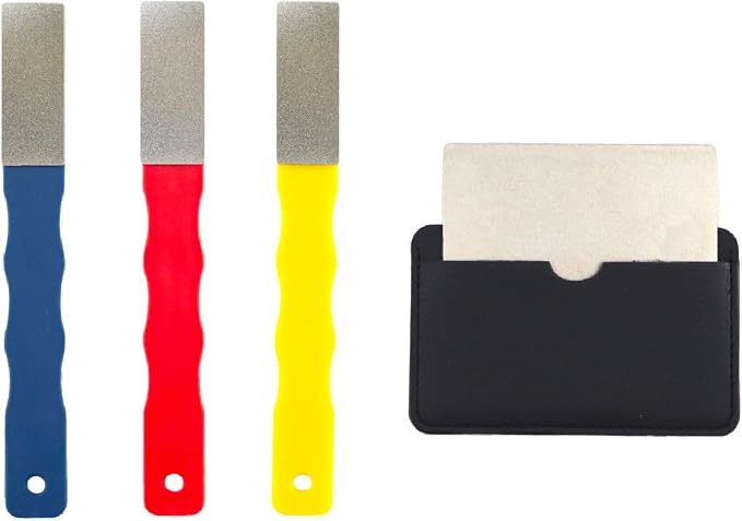DMD Mini Diamond Sharpening File Set, 3PCS Portable Knife Sharpener with Color-Coded Grits (#220/#400/#600) for Kitchen Knives, Garden Tools, Fishing Hooks & Outdoor Gear