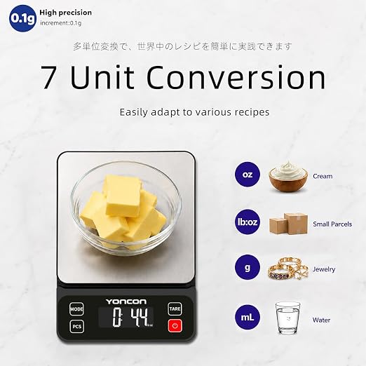 Digital Food Scale for Kitchen & Baking, 11lb/0.1g High Precision | Digital kitchen scale weighs in grams and ounces, Tare function, Compact and easy-to-clean design ideal for baking, cooking