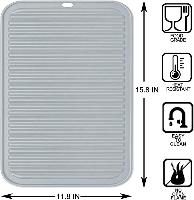 Extra Large Silicone Trivets for Hot Pots and Pans 16x12 Inch, Heat Resistant Hot Pads for Countertops, Hot Dishes, Pot Holders for Kitchen, 2 Pieces, Grey