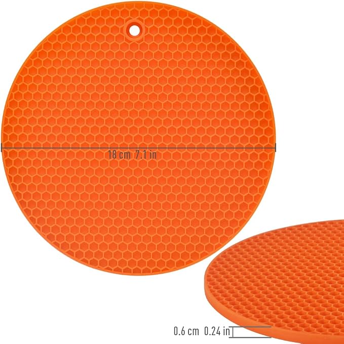 homEdge Silicone Trivets Mat, 6 Packs Multipurpose Non Slip Heat Resistant Pot Holder-Orange