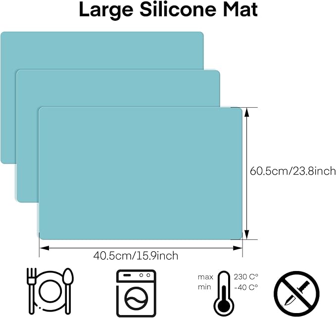 Gartful 3Pack Extra Large Silicone Mat, 23.6 x 15.7 inches for Crafts, Resin Jewelry Casting Molds Mat, Silicone Placemat, Multipurpose Table Protector, Nonstick Nonskid Heat-Resistant, Black Green