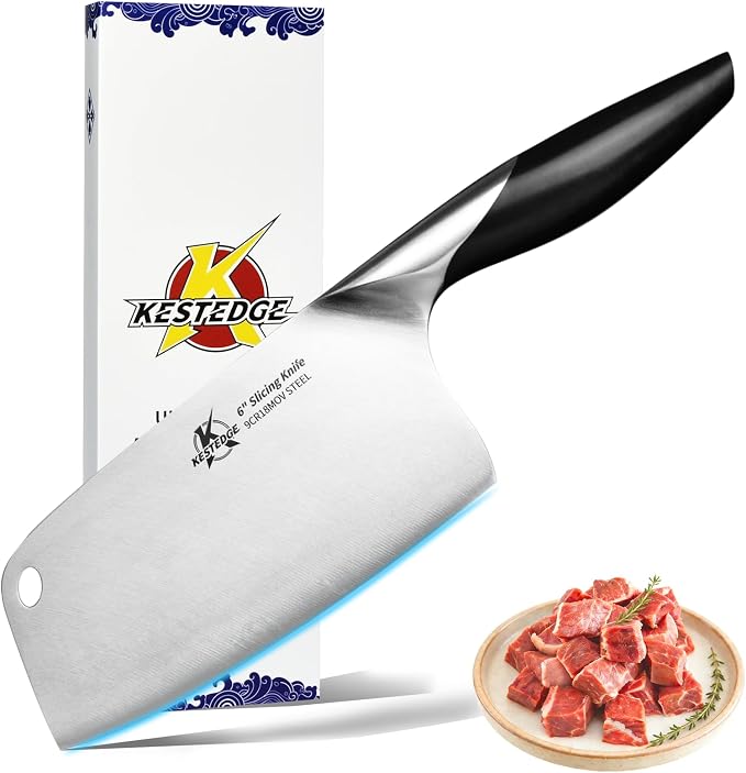 6 Inch Meat Cleaver 9Cr18MoV Steel Lightweight for Small Hands | 9Cr18MoV steel cleaver Forward-balanced lightweight design Textured non-slip handle for small hands and seniors
