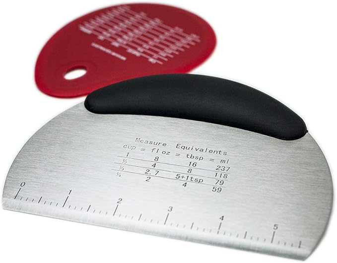 HUJI Stainless Steel Pastry Cutter Chopper Bench Scrapper And Silicone Bowl Scraper With Measurements