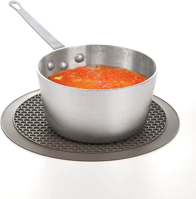 PrepSolutions 100% Silicone Heat Resistant Multifunctional Mat, 12- Inch Diameter, Gray - Non-Slip Kitchen Protector for Hot Pots and Pans, 1 Piece