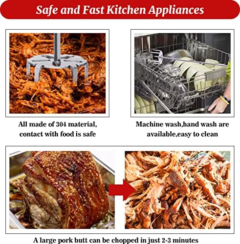 3 Inch Pork Puller Tool,304 Stainless Steel Pulled Pork Shredder Used with Standard Hand Drill,Meat Shredder for Drill for Beef,Chicken,Potato Masher and Tamale Meat