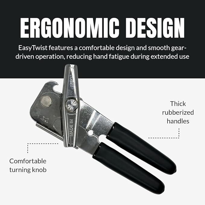B53 EasyTwist Heavy-Duty Swing Away Can Opener, Carbon Steel Cutting Blade