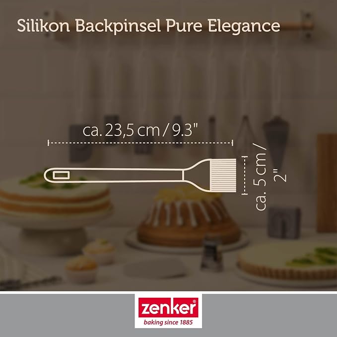 Zenker Pure Elegance Pastry Brush, Made of Silicone, for Spreading Glazes and Greasing, Heat Resistant up to 230 °C, Dishwasher Safe, Designed in Germany, Grey