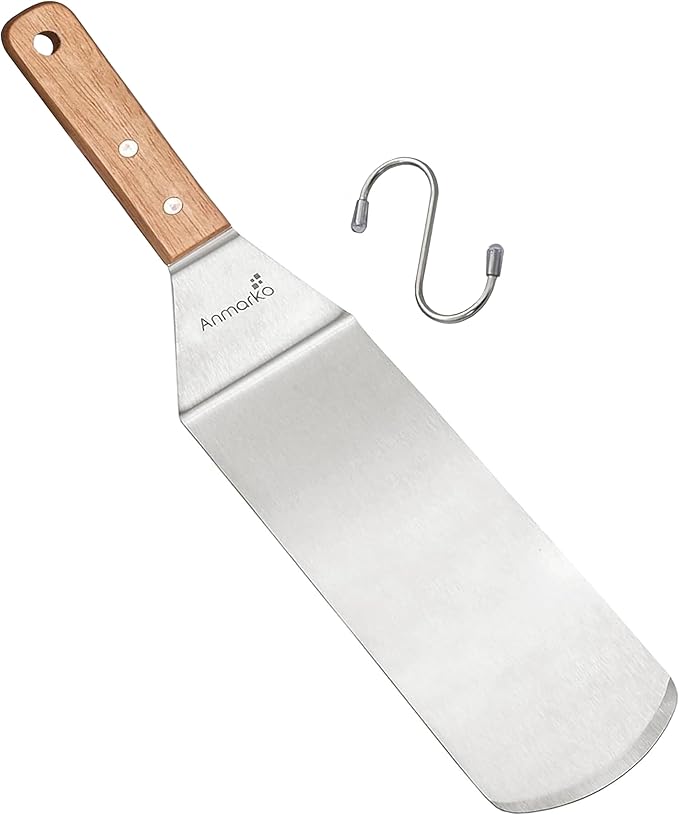 Anmarko Stainless Steel Spatula with Wooden Handle, Food Spatula with S-Hook