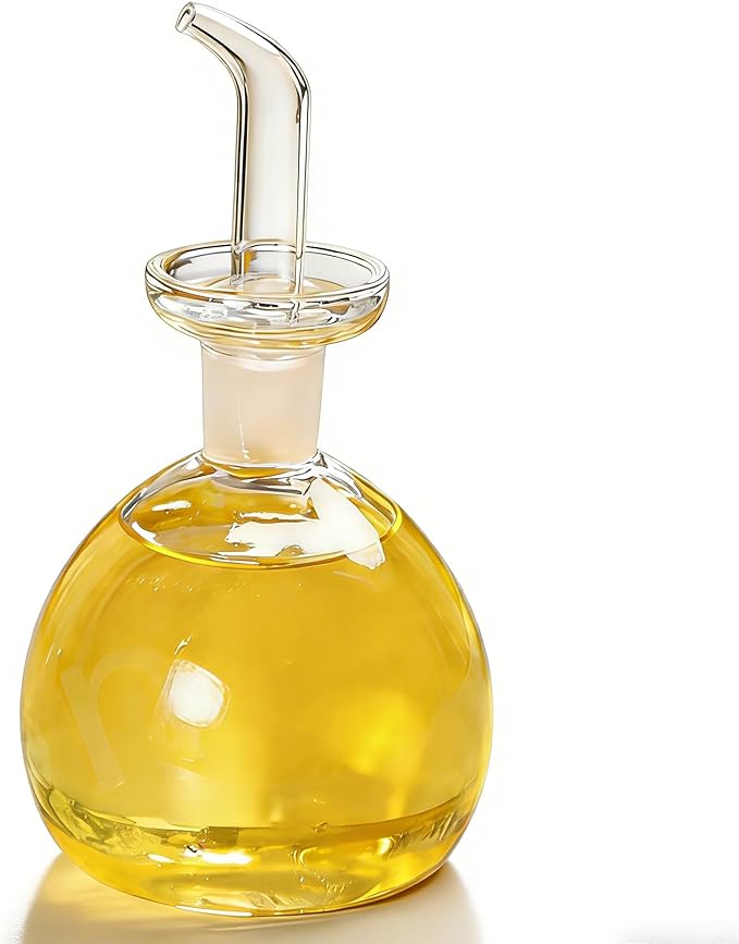 ELETON Cylindrical 16 oz Olive Oil Dispenser Bottle Glass with No Drip Spout -Olive Oil & Vinegar Dispenser Glass Cruet Decanter- Glassware Seal Handicraft Easy Clean Drip Free Bottles for Kitchen