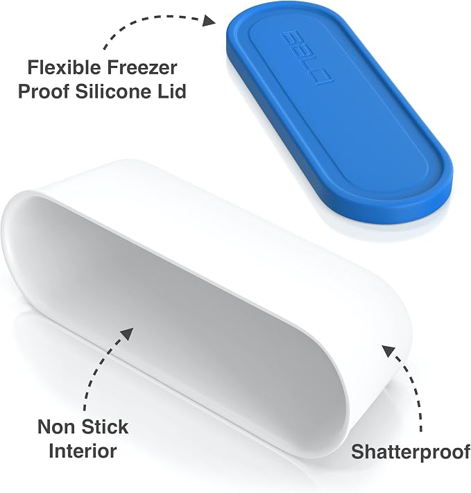 BALCI Ice Cream Containers - 2 Quart Ea. (Set of 2) - Premium Reusable Freezer Storage for Homemade Ice Cream Tub for Sorbet, Frozen Yogurt - Flexible Silicone Lids, Long Scoop, Stackable - Blue