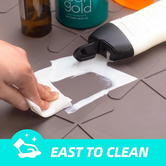 Waterproof Under Sink Mat 19" x 19" Silicone Mat Cabinet Protector | Heavy Duty Kitchen Cabinet Liner, Easy Press Drain, Home Essentials for Pet Feeding, Boots, Bathroom, Organizers & Storage