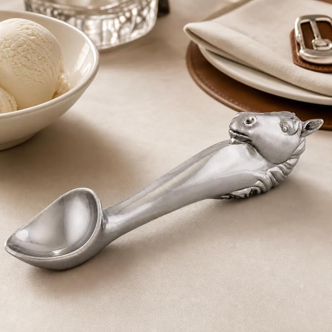 Arthur Court Horse Ice Cream Scoop - Premium Aluminum Equestrian Serveware - 10 Inch Long for Ice Cream and Desserts