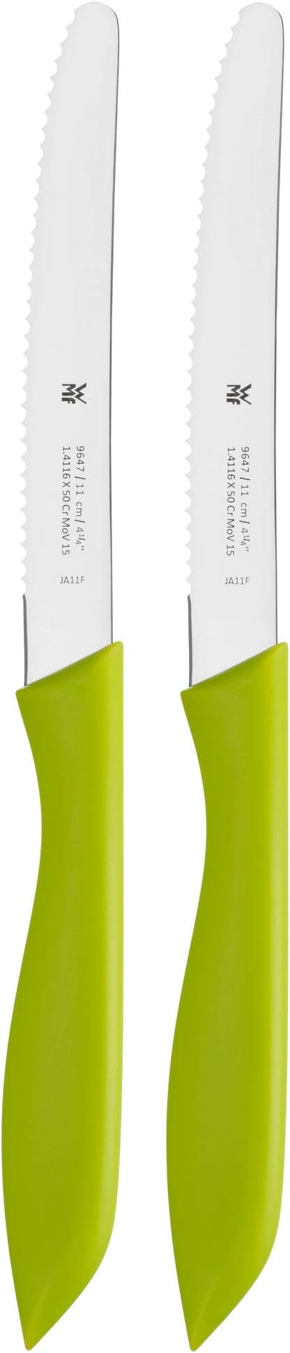 WMF Classic Line 6-Piece Bread Time Knife Set with Double Wave Cut Special Blade Steel Plastic Handle Length 11 cm Multi-Coloured