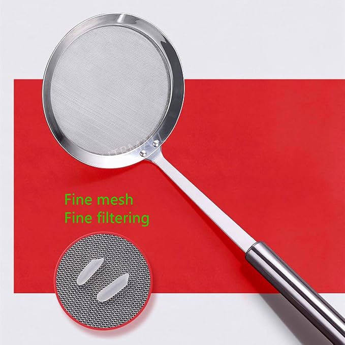 3pcs Skimmer Spoon(Small, Medium, Large), Stainless Steel Spider Strainer Skimmer Spoon Grease Fine Mesh Strainer Skimmer Spoons for Cooking Frying Skimming Grease, Foam and Gravy