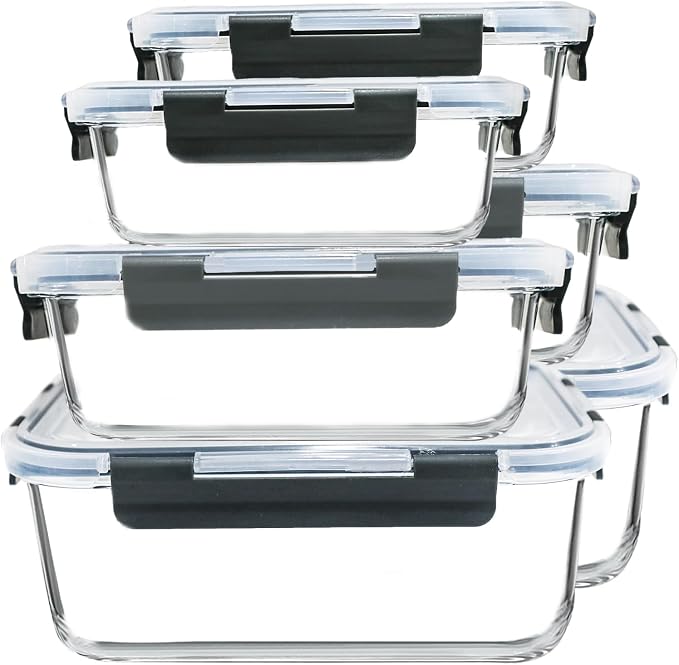 M MCIRCO 6 Pack Extra Large Glass Food Storage Containers with Lids | 67.4oz(8.3 cup), 33.8oz(4.2 cup)& 18.6oz(2.1 cup) Storage Containers, Microwave, Oven, Freezer, Dishwasher Friendly, BPA Free