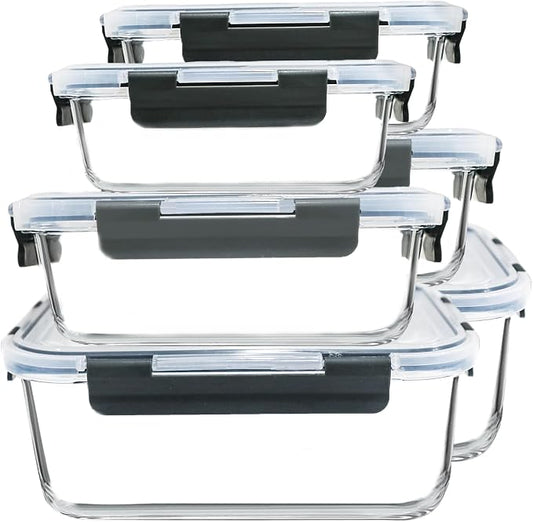 M MCIRCO 6 Pack Extra Large Glass Food Storage Containers with Lids | 67.4oz(8.3 cup), 33.8oz(4.2 cup)& 18.6oz(2.1 cup) Storage Containers, Microwave, Oven, Freezer, Dishwasher Friendly, BPA Free