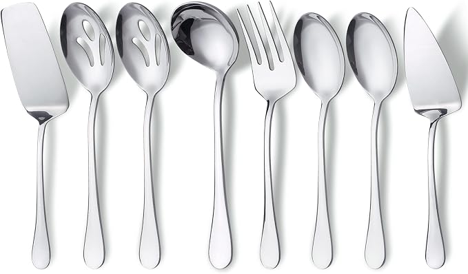 Hohscheid Serving Utensils Set Include Large Serving Spoons Slotted Serving Spoons Serving Forks Soup Ladle and Pie Server Buffet Catering Serving Utensils for Parties Entertaining