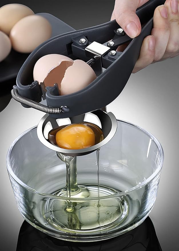 DUEBEL Stainless Steel Egg Separator Automatic Egg Cracker for Raw Egg White Separator Tool Handheld Egg Opener Easy Eggshell Cutter Creative Kitchen Gadget Tool