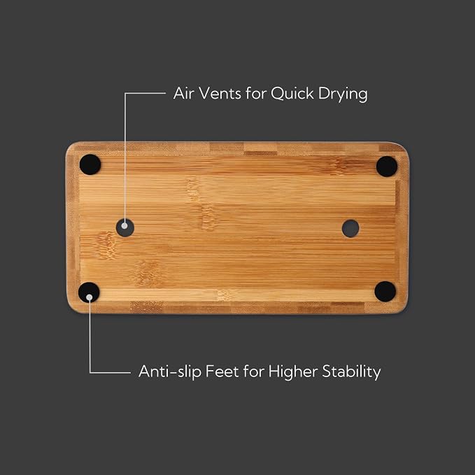 KITCHENDAO XL Bamboo Universal Knife Block Holder with Slots for Scissors and Sharpening Rod, Safe, Space Saver Knives Storage Stand Display without Knives, Unique Slot Design to Protect Blade