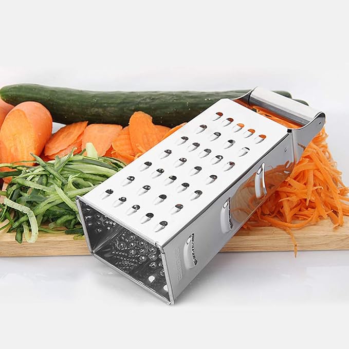 Box Grater, 4-Sided Stainless Steel Large Grater for Parmesan Cheese, Ginger, Vegetables