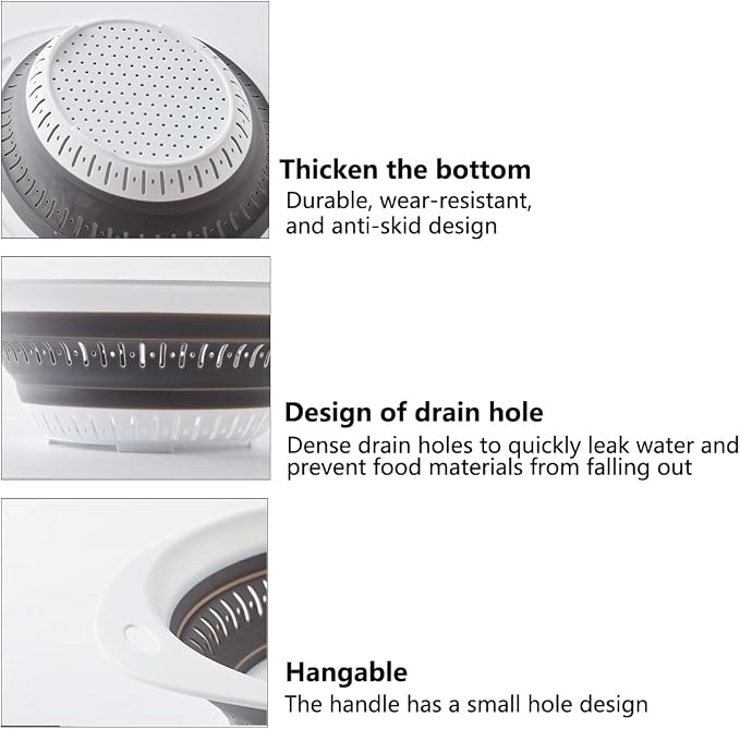 Collapsible Colander and Strainer,Silicone Strainer Colanders & Food Strainers,for Vegetable and Fruit, Kitchen Essentials (3, Blue, 1.3L+2.1L+2.5L)